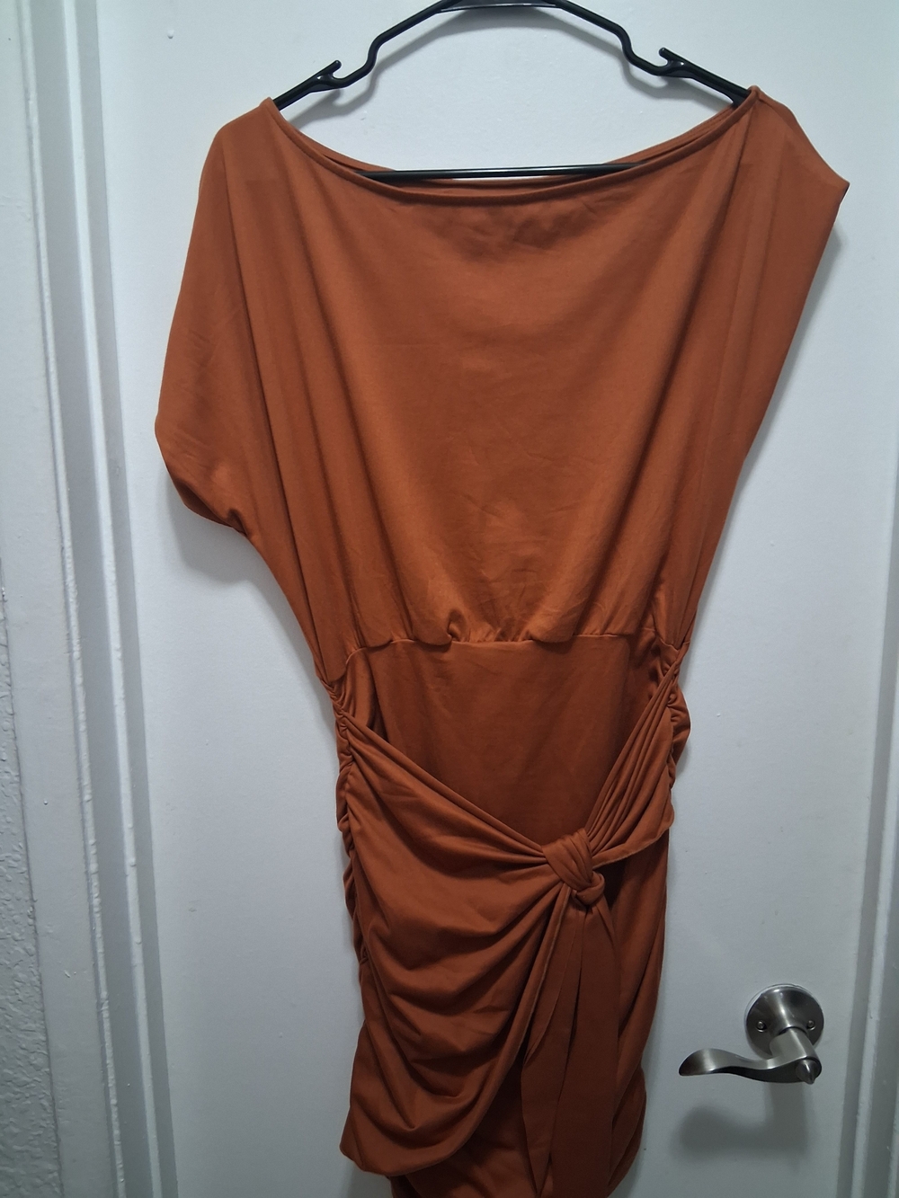 SHEIN Burnt Orange Asymmetrical Knot-Front Dress